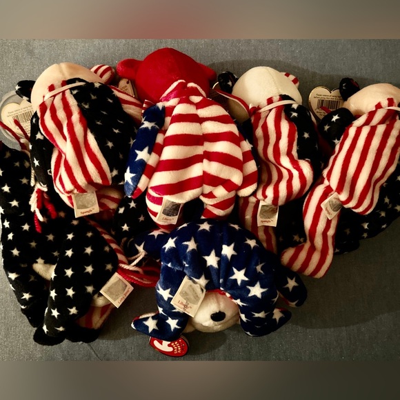 Lot Of 6 Patriotic TY Beanie Babies Bears And Lefty the Donkey. - Picture 9 of 10